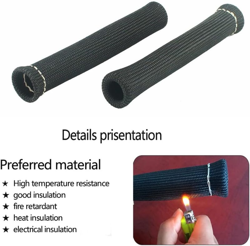 MAUTEMOWING 2500° Spark Plug Wire Heat Shield 8 PCS Spark Plug Heat Sleeve 6 Inches Spark Plug Wire Boots Protection Insulator Cover Wrap for LS1 / LS2 Sbc BBC 350 454 Car Truck, Black - Image 4